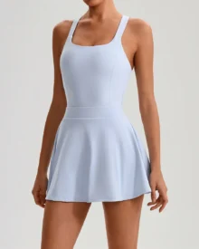 Sleeveless Cami Yoga Breathable Golf Tennis Dress - Light Blue