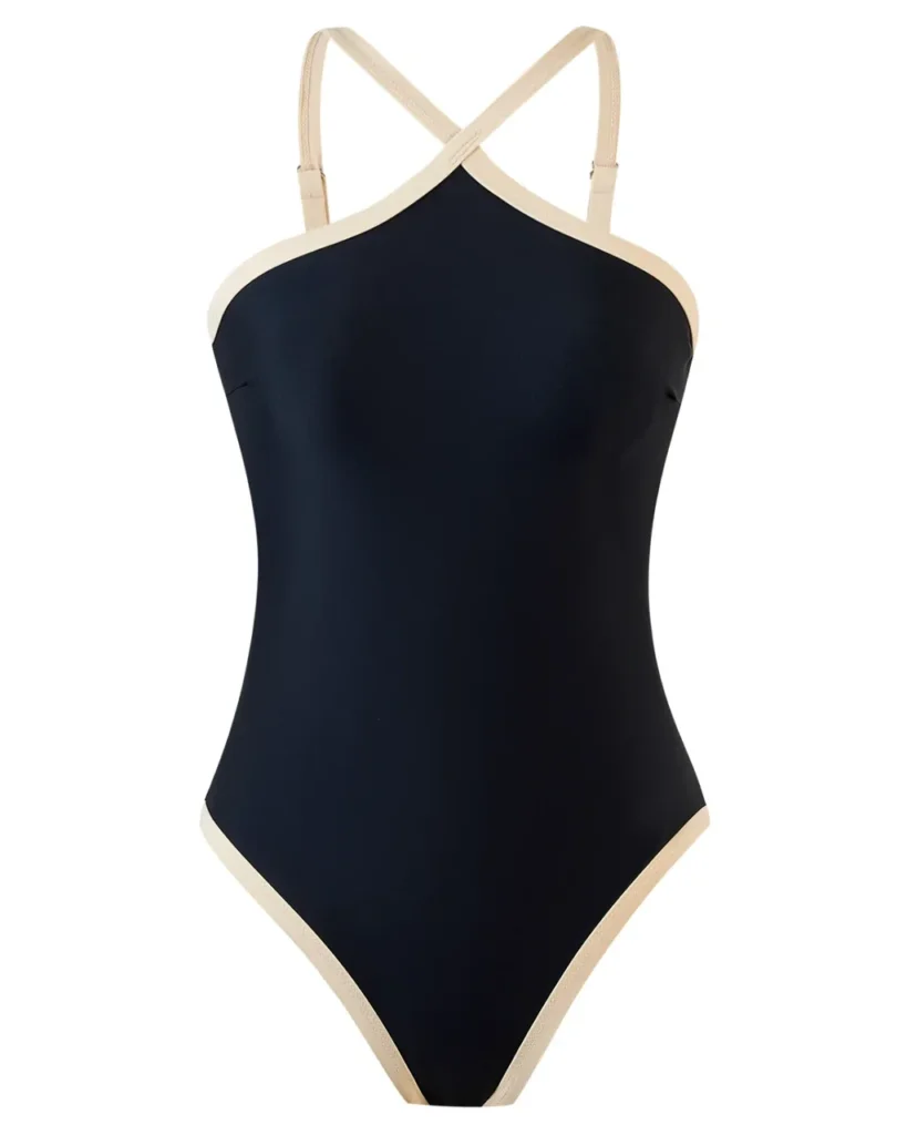 Black White Color Block Backless Bikini - Black1173