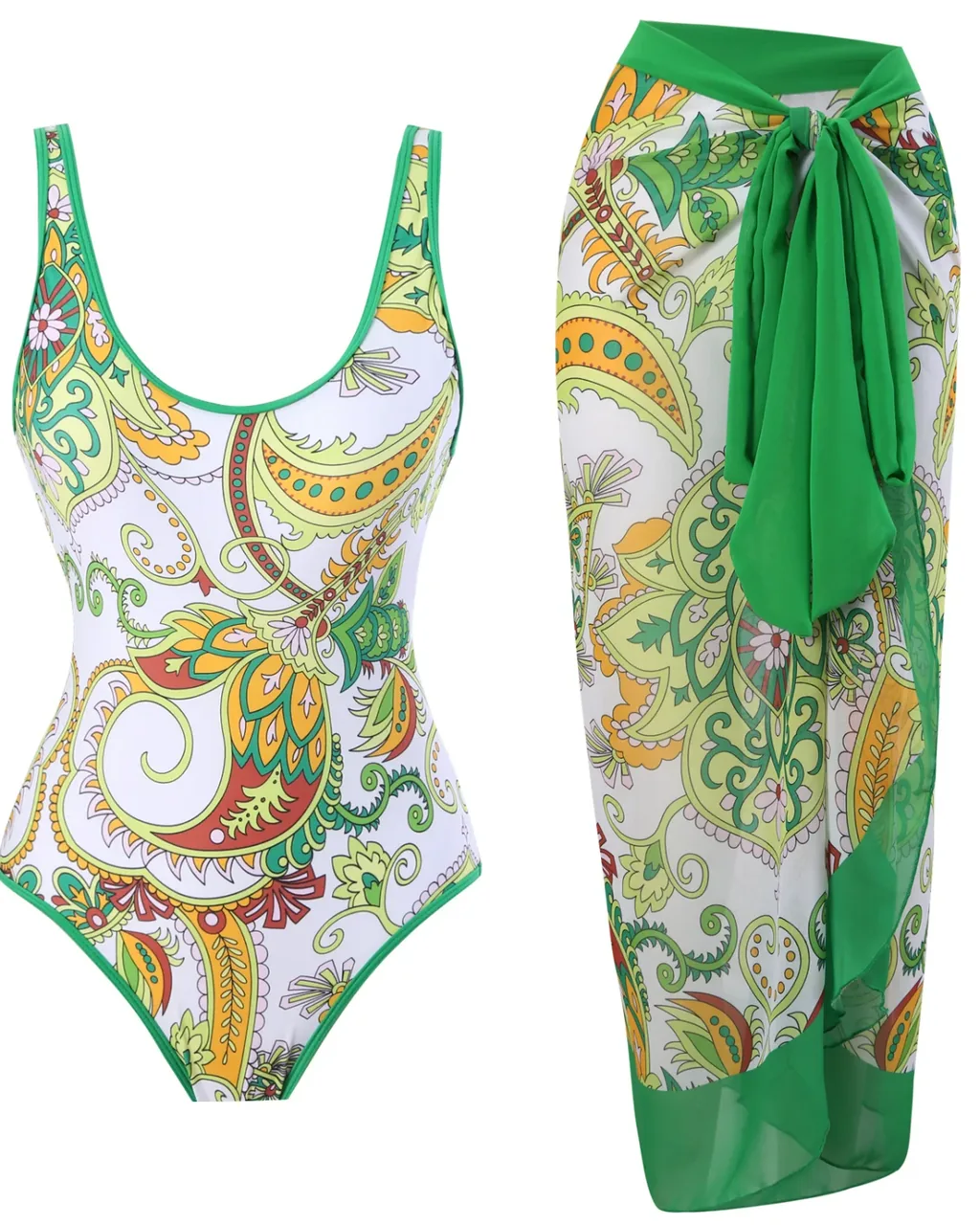 Conjunto Retro Elegante Para Actividad - verde Floral