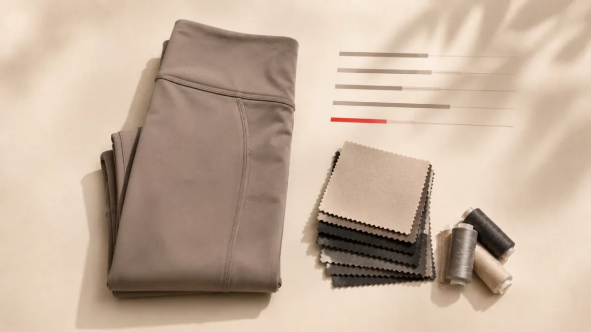 Activewear manufacturing cost cover showing pricing factors for leggings and sportswear production